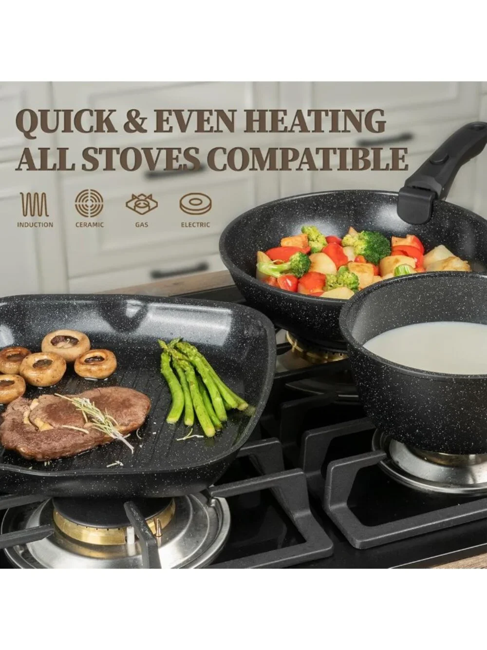 23-Piece Non-Stick Ceramic Cookware Set, Induction & Dishwasher Safe